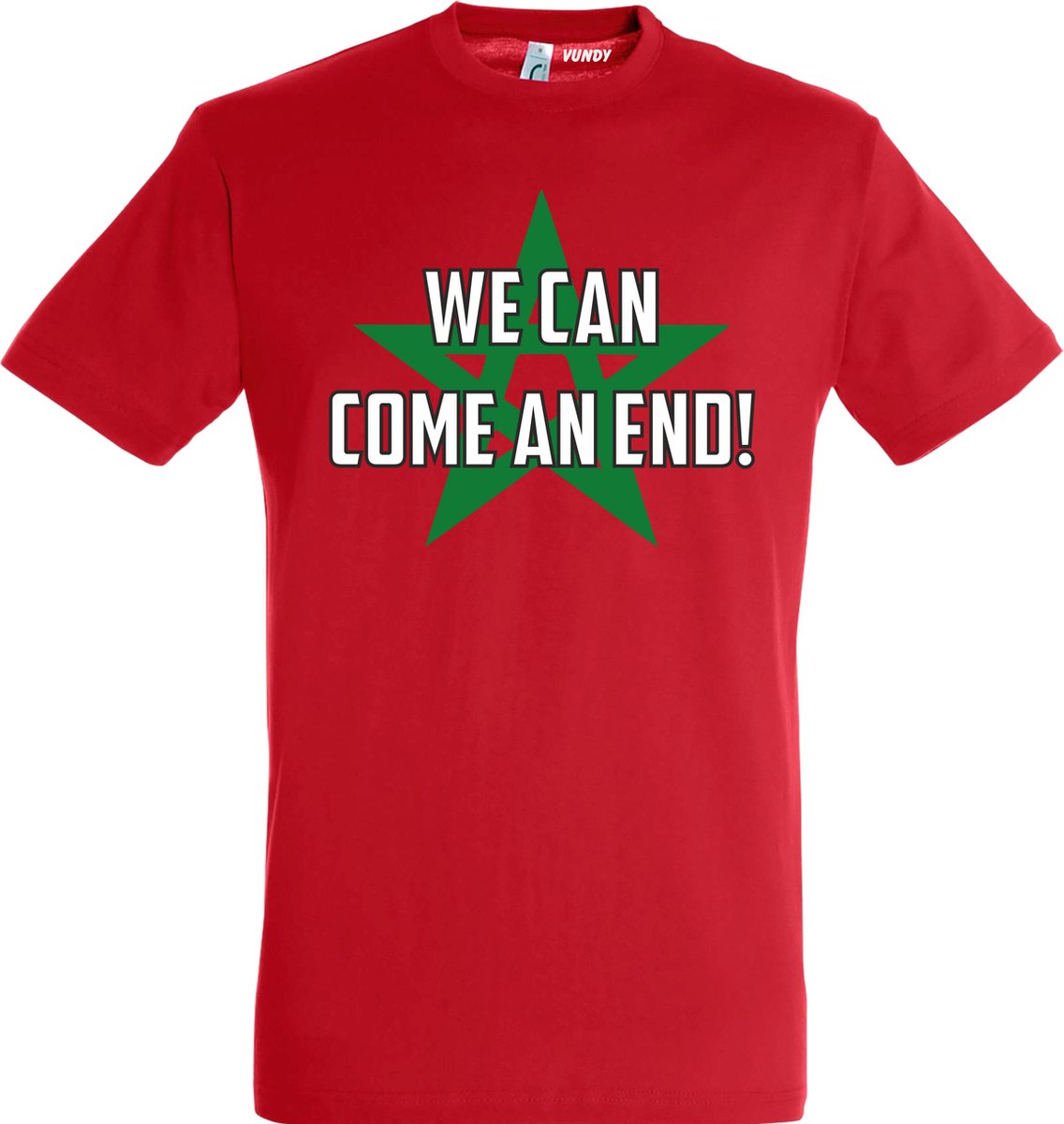 T-shirt Marokko WE CAN COME AN END | Rood Marokko Shirt | WK 2022 Voetbal | Morocco Supporter | Rood | maat XS